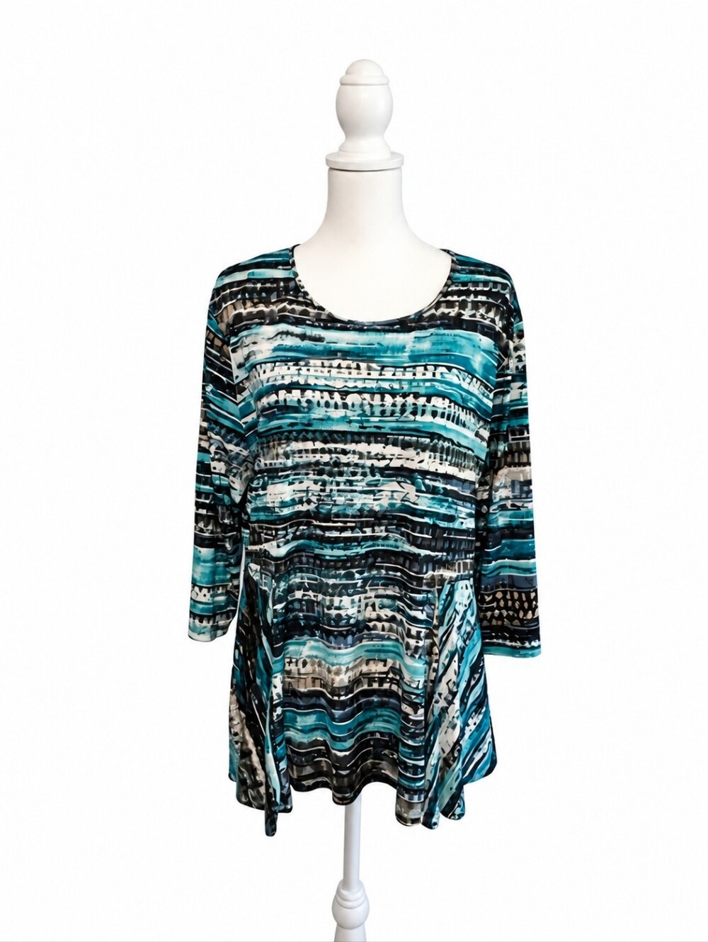 Southern Lady Blue and Tan Patterned Tunic